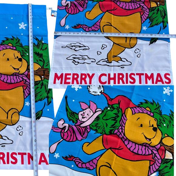 Pooh Disney Winnie the Pooh and Piglet Christmas Screen Printed Flag - Picture 3 of 3